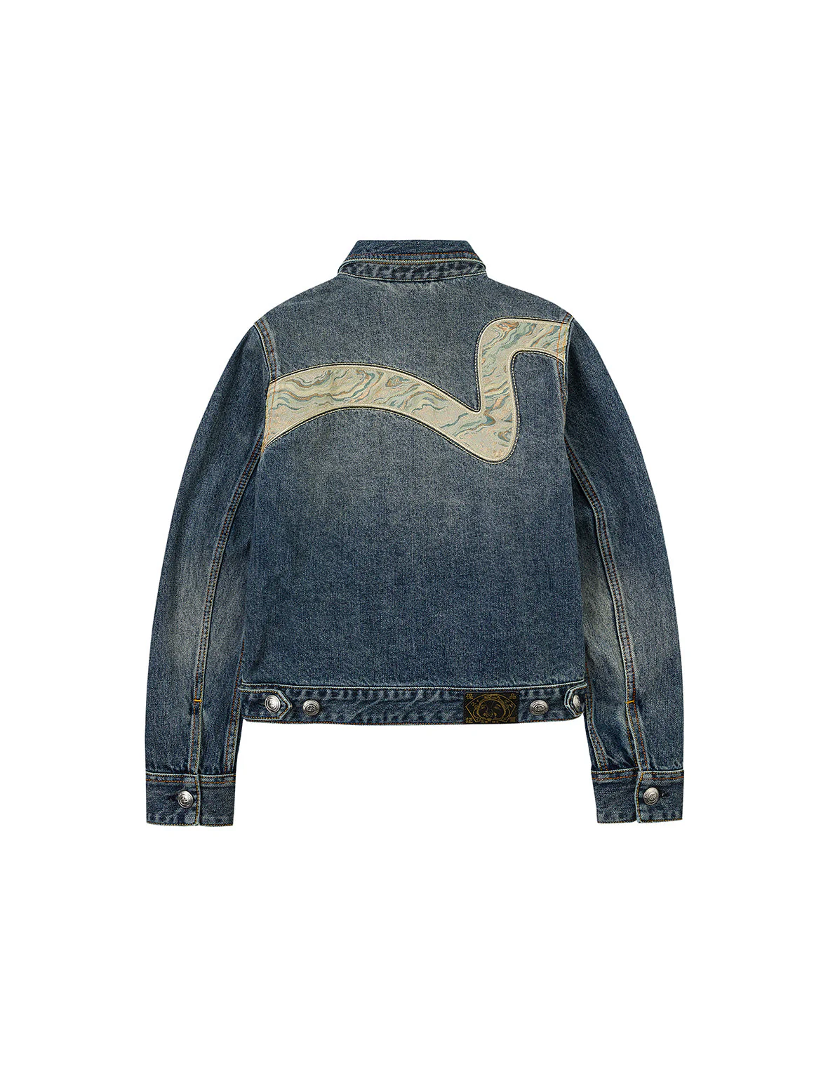 Brocade Inserted Daicock Regular Fit Denim Jacket - Image 17