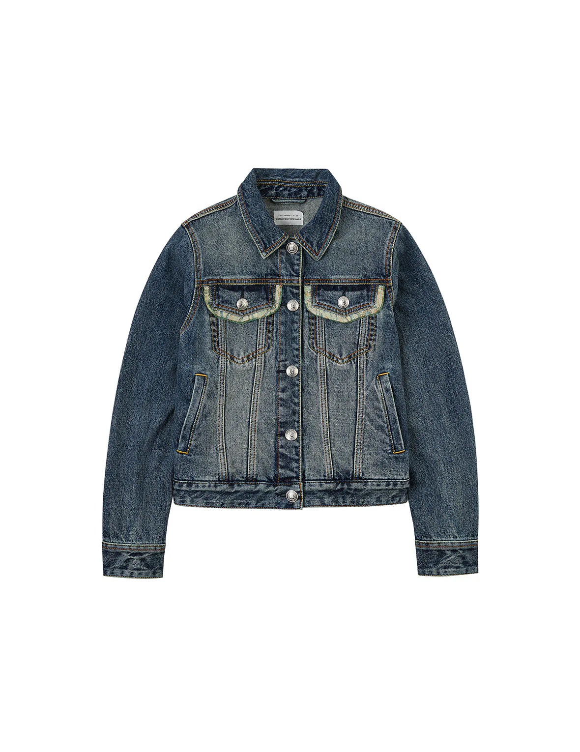 Brocade Inserted Daicock Regular Fit Denim Jacket - Image 2