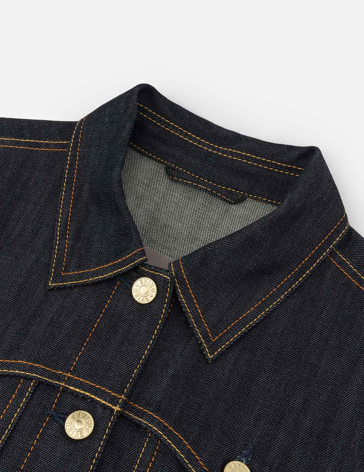 Brocade Inserted Kamon and Logo Embroidery Regular Fit Denim Jacket - Image 7
