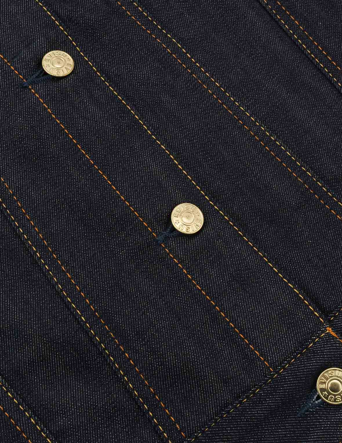 Brocade Inserted Kamon and Logo Embroidery Regular Fit Denim Jacket - Image 8