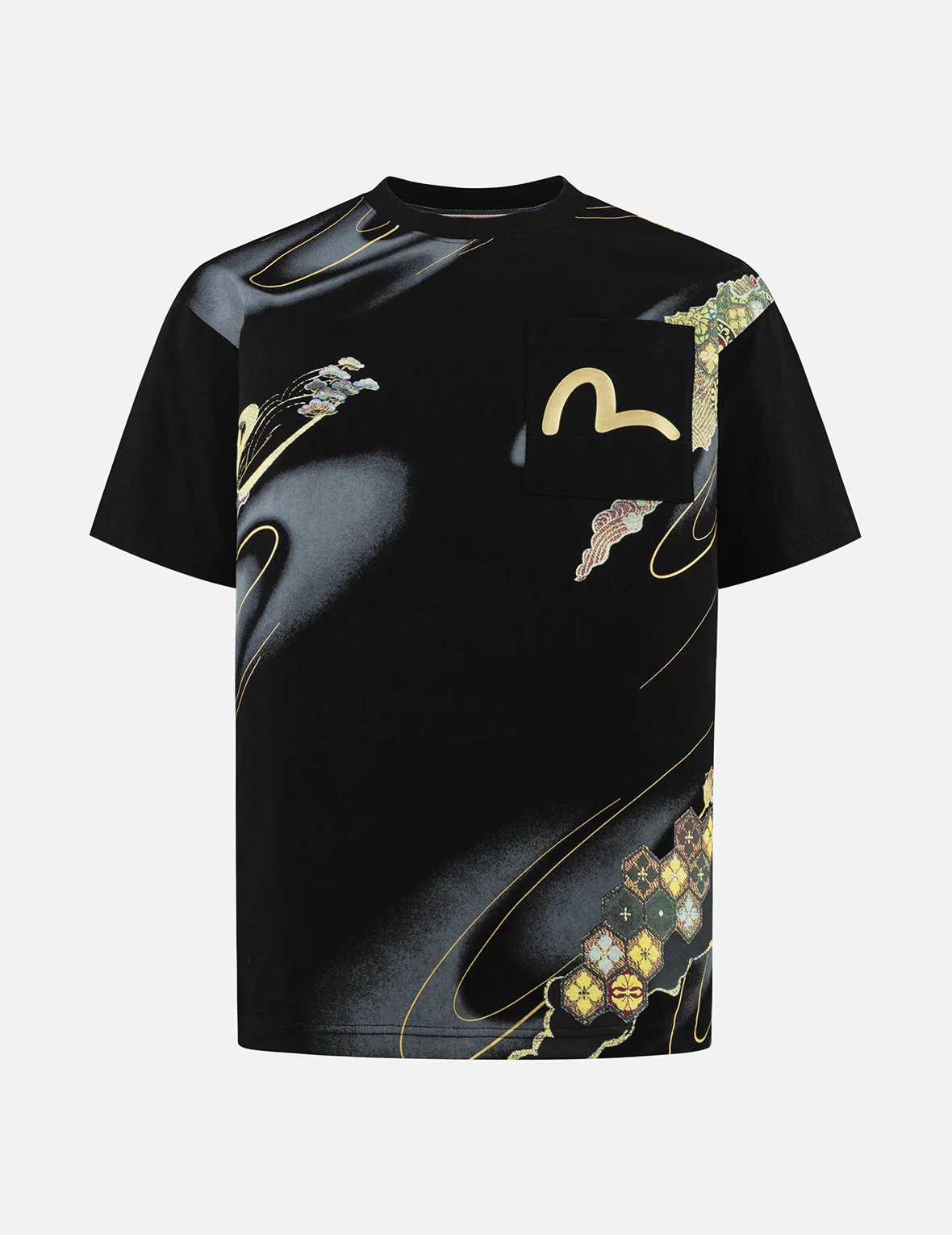 Brocade Kamon and Allover Print Relax Fit T-Shirt - Image 2