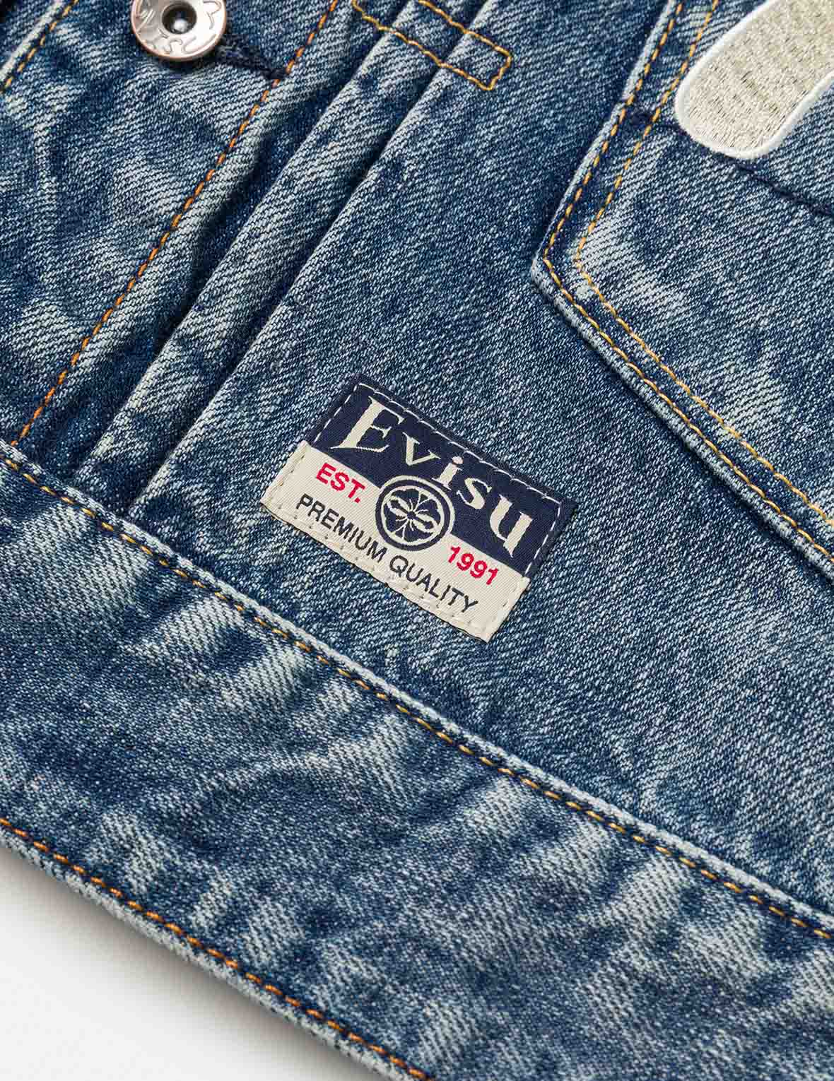 Brocade Patch Multi-pocket Denim Jacket - Image 11