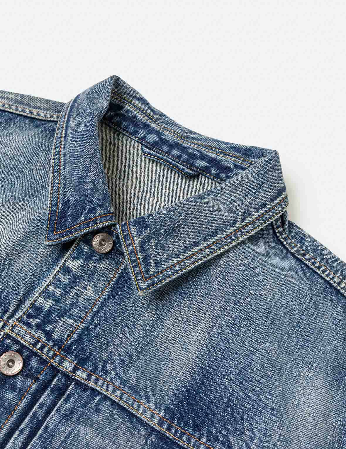 Brocade Patch Multi-pocket Denim Jacket - Image 12