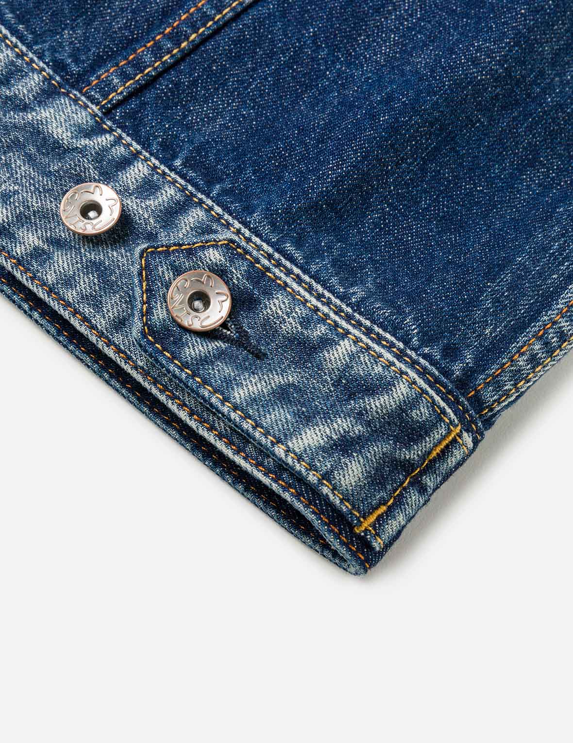 Brocade Patch Multi-pocket Denim Jacket - Image 14