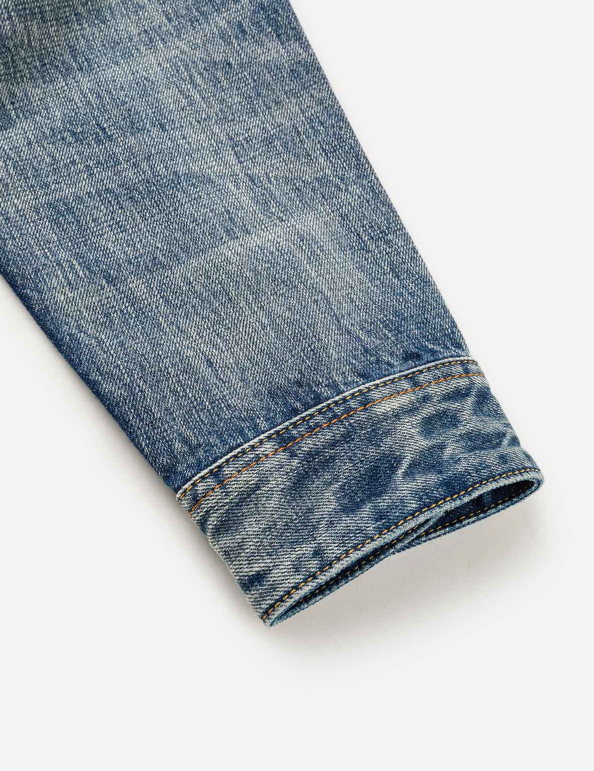 Brocade Patch Multi-pocket Denim Jacket - Image 15