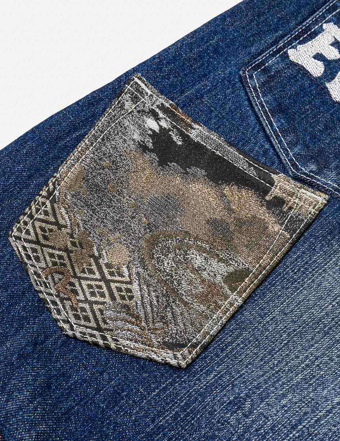 Brocade Patchwork Denim Jeans #2017 - Image 10