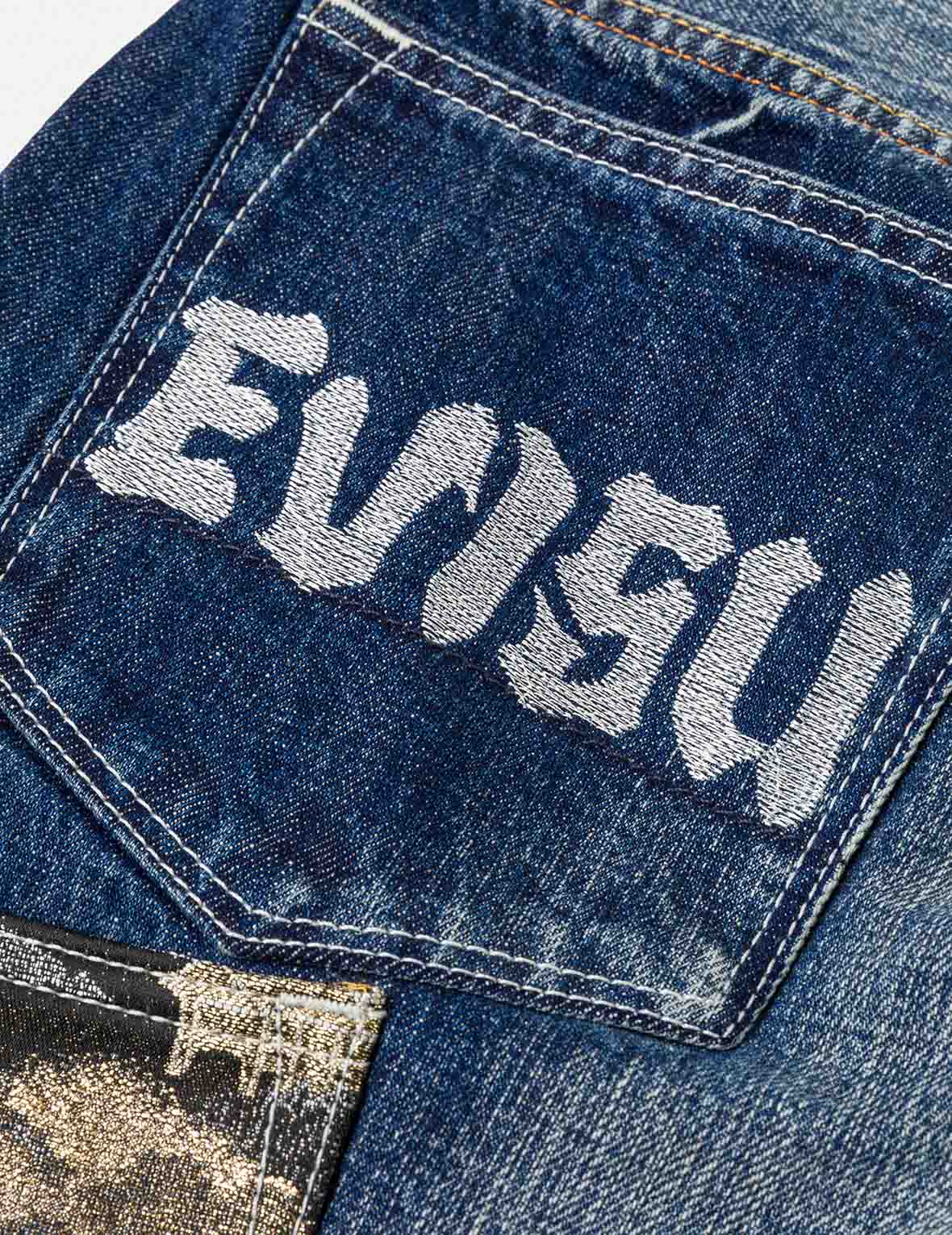 Brocade Patchwork Denim Jeans #2017 - Image 8