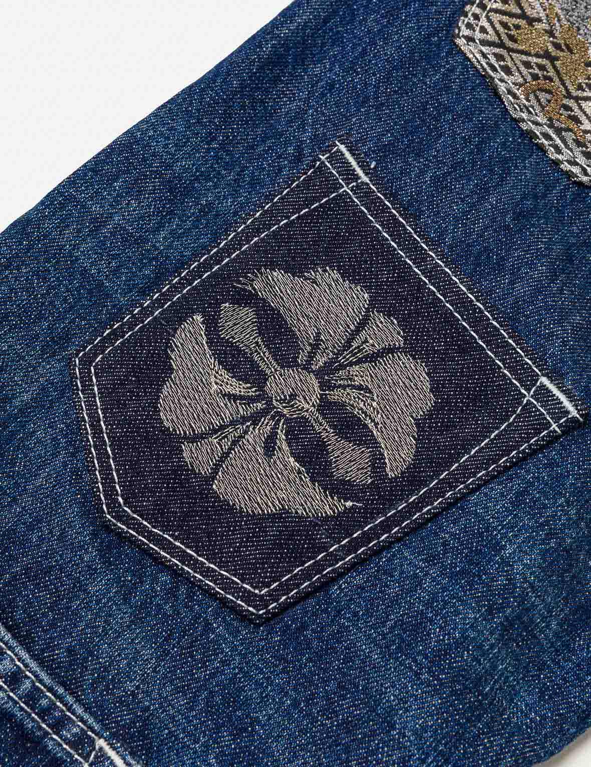 Brocade Patchwork Denim Jeans #2017 - Image 9