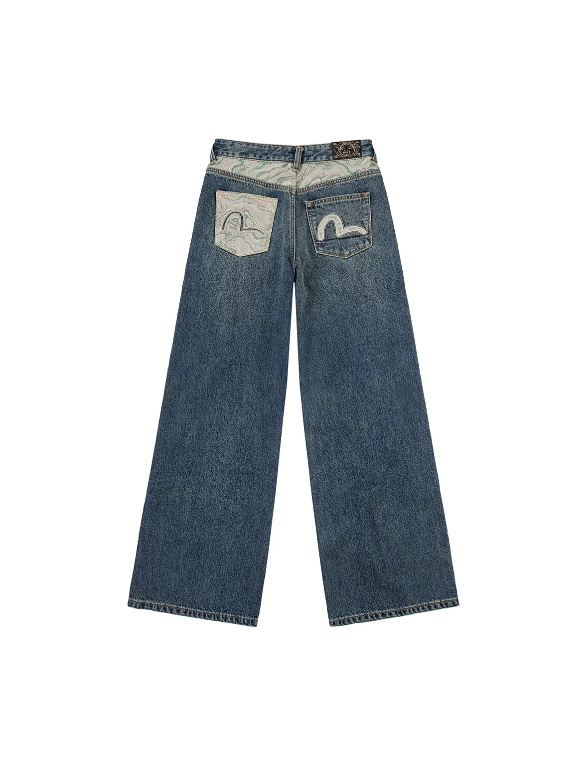 Brocade Pocket and Seagull Appliqué Straight Fit Denim Jeans - Image 12