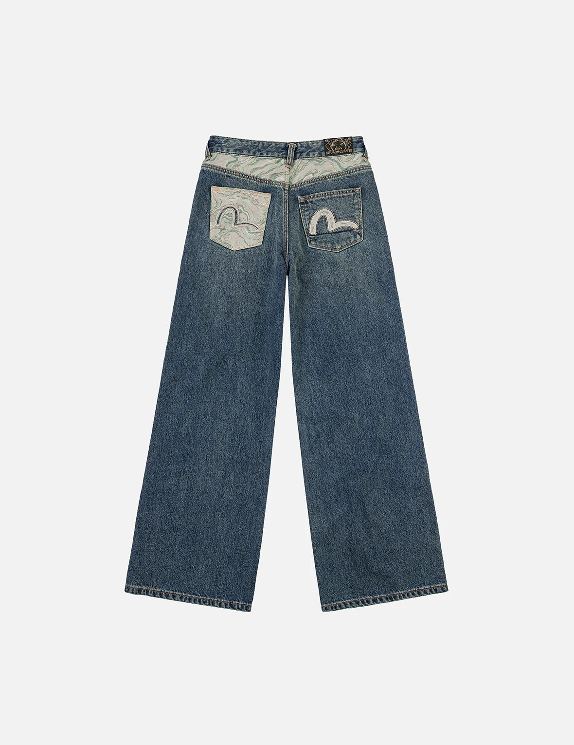 Brocade Pocket and Seagull Appliqué Straight Fit Denim Jeans - Image 3