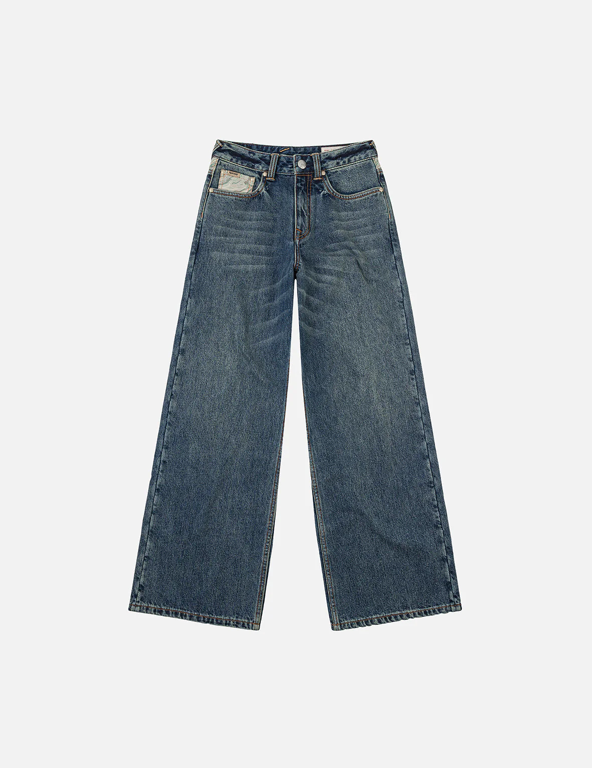 Brocade Pocket and Seagull Appliqué Straight Fit Denim Jeans - Image 4