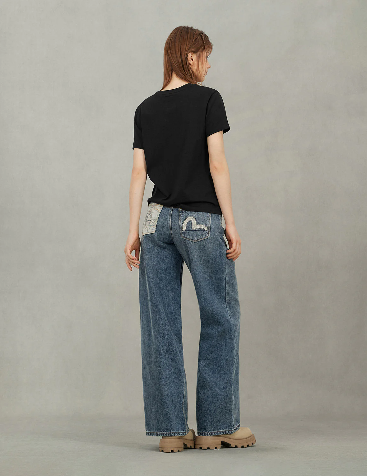 Brocade Pocket and Seagull Appliqué Straight Fit Denim Jeans - Image 6
