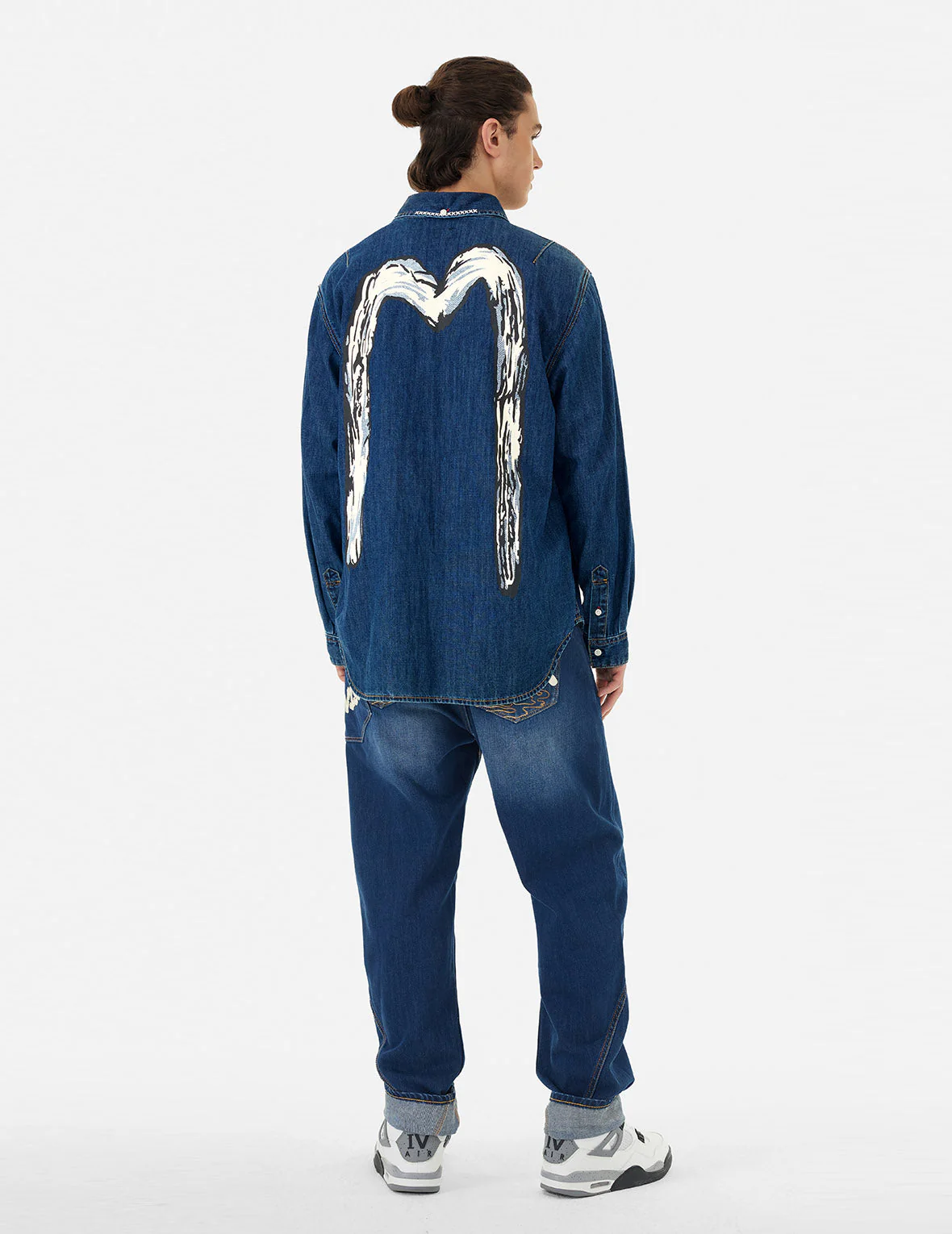 Brush Daicock Print Relax Fit Denim Shirt - Image 3