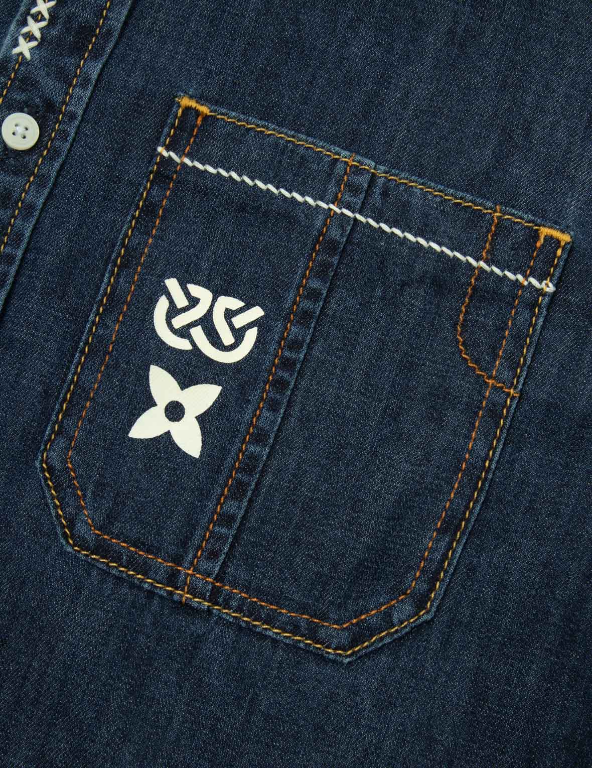 Brush Daicock Print Relax Fit Denim Shirt - Image 8