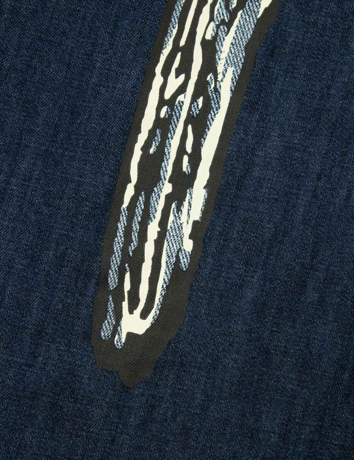 Brush Daicock Print Relax Fit Denim Shirt - Image 9