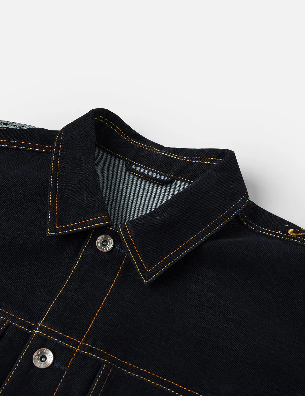 Brushstroke Daicock Print with Logo Embroidery Loose Fit Denim Jacket - Image 9