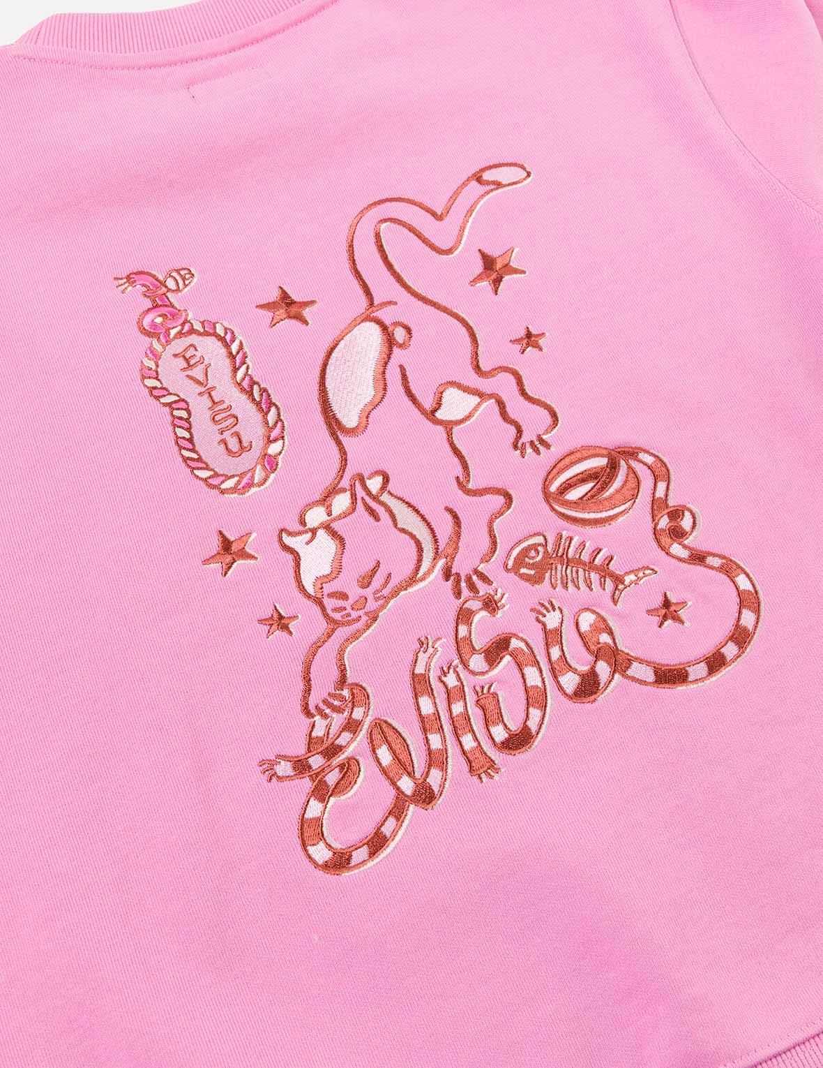 Cat and Logo Embroidery Regular Fit Sweatshirt - Image 15