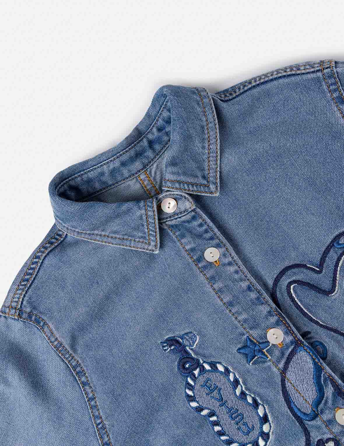 Cat Embroidery Denim Dress - Image 6