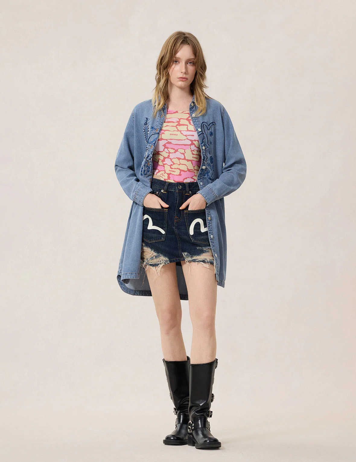 Cat Embroidery Denim Dress - Image 7
