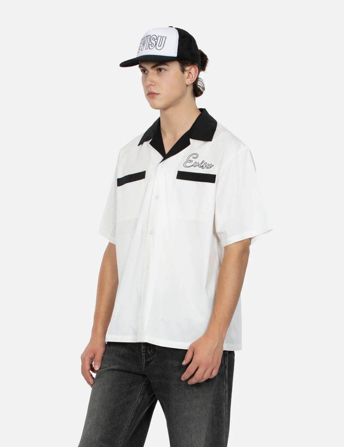 Chain-Stitched Embroidery Logo Boxy Tencel Shirt - Image 14