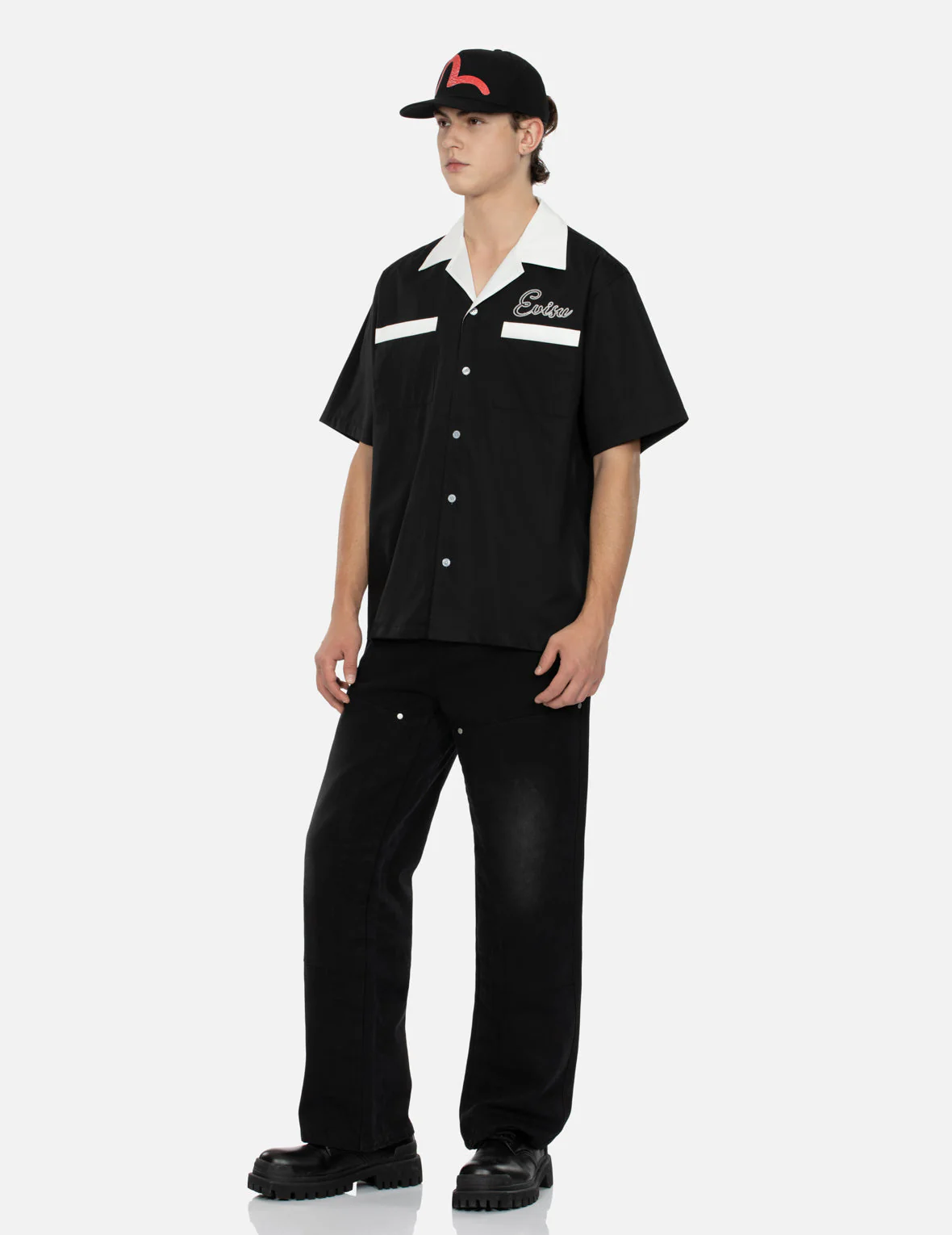 Chain-Stitched Embroidery Logo Boxy Tencel Shirt - Image 5