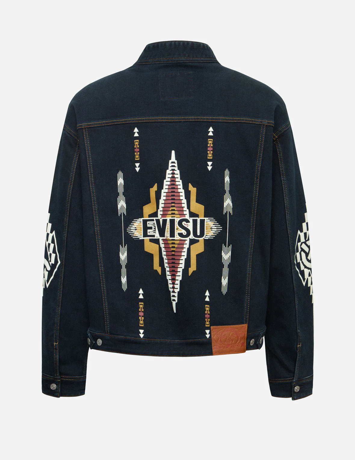 Chimayo Tapestry and Seagull Print Reversible Boxy Denim Jacket - Image 15
