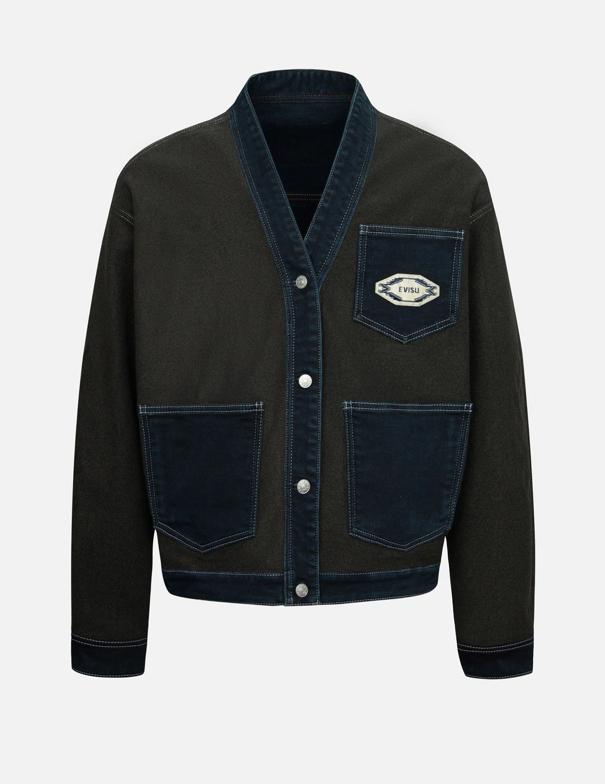 Chimayo Tapestry and Seagull Print Reversible Boxy Denim Jacket - Image 21