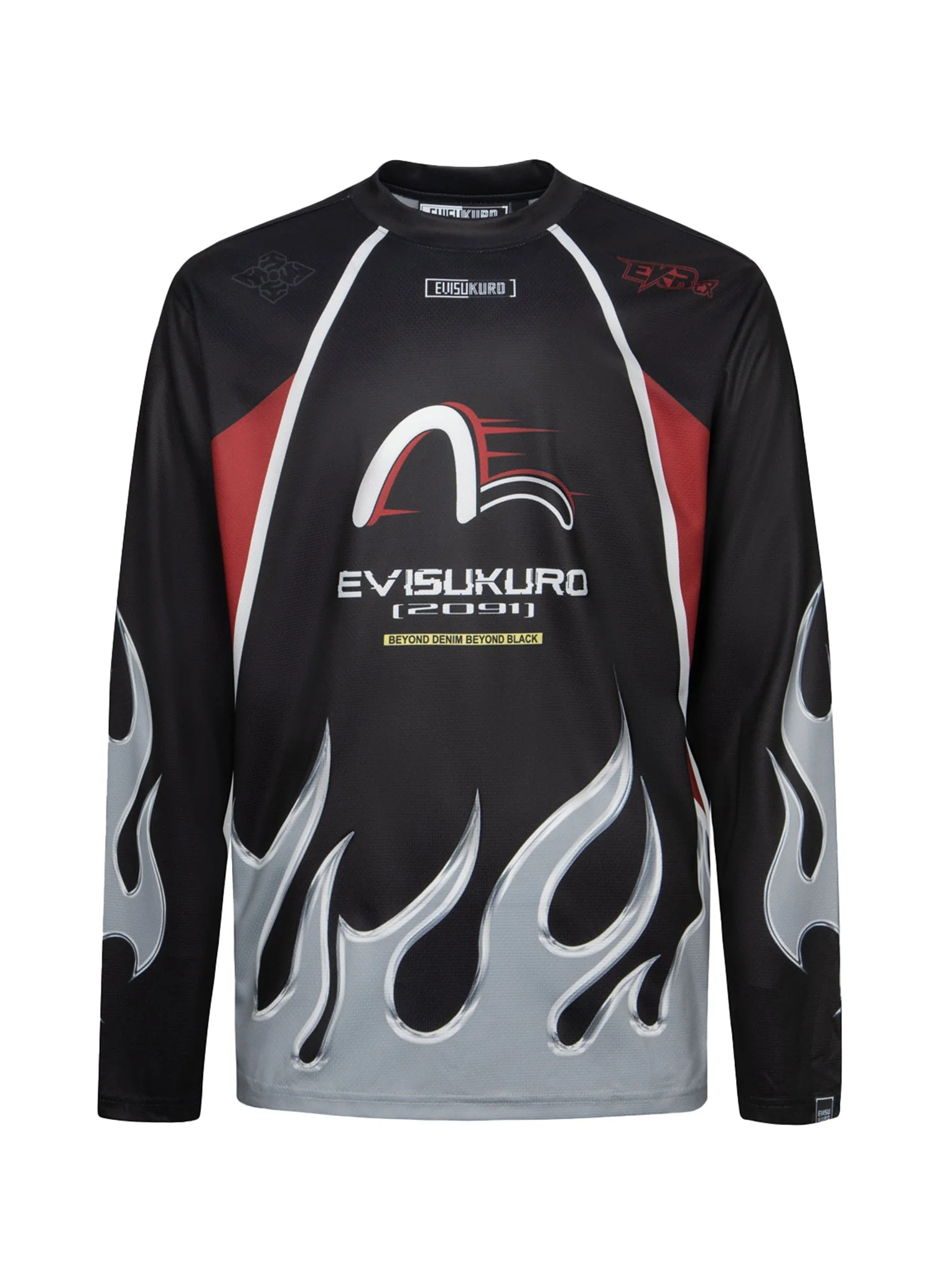 Chrome Fire and Multi-Logo Regular Fit Long-Sleeve Racing T-Shirt - Image 14