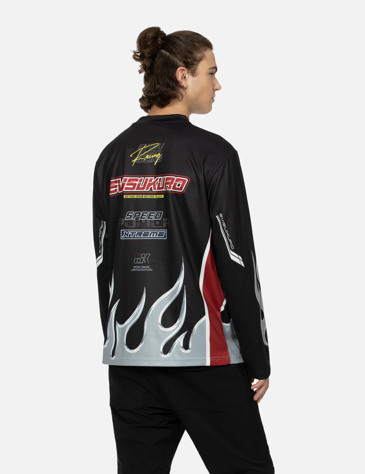 Chrome Fire and Multi-Logo Regular Fit Long-Sleeve Racing T-Shirt - Image 8