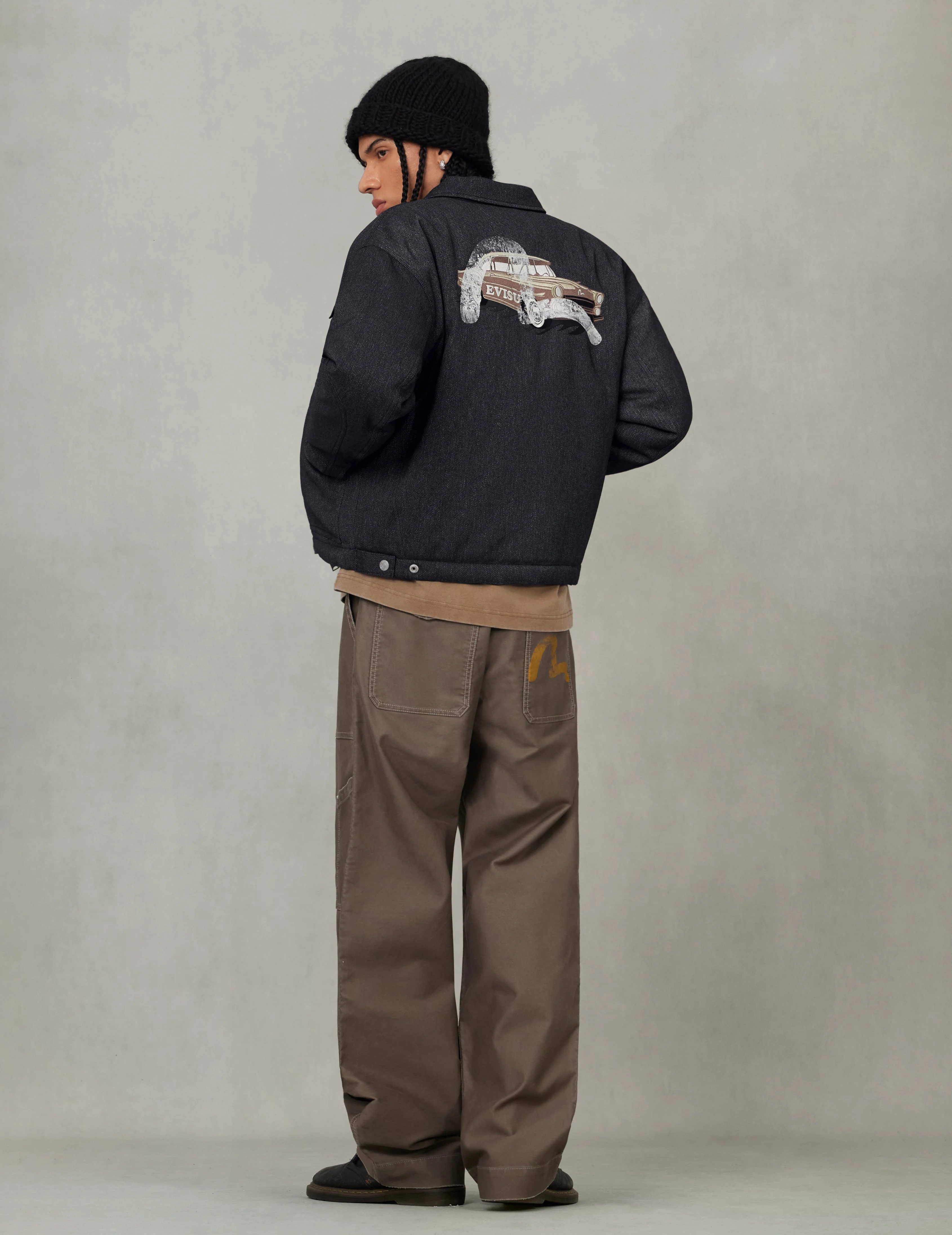 Classic 50s Car and Seagull Print Relax Fit Work Jacket - Image 6