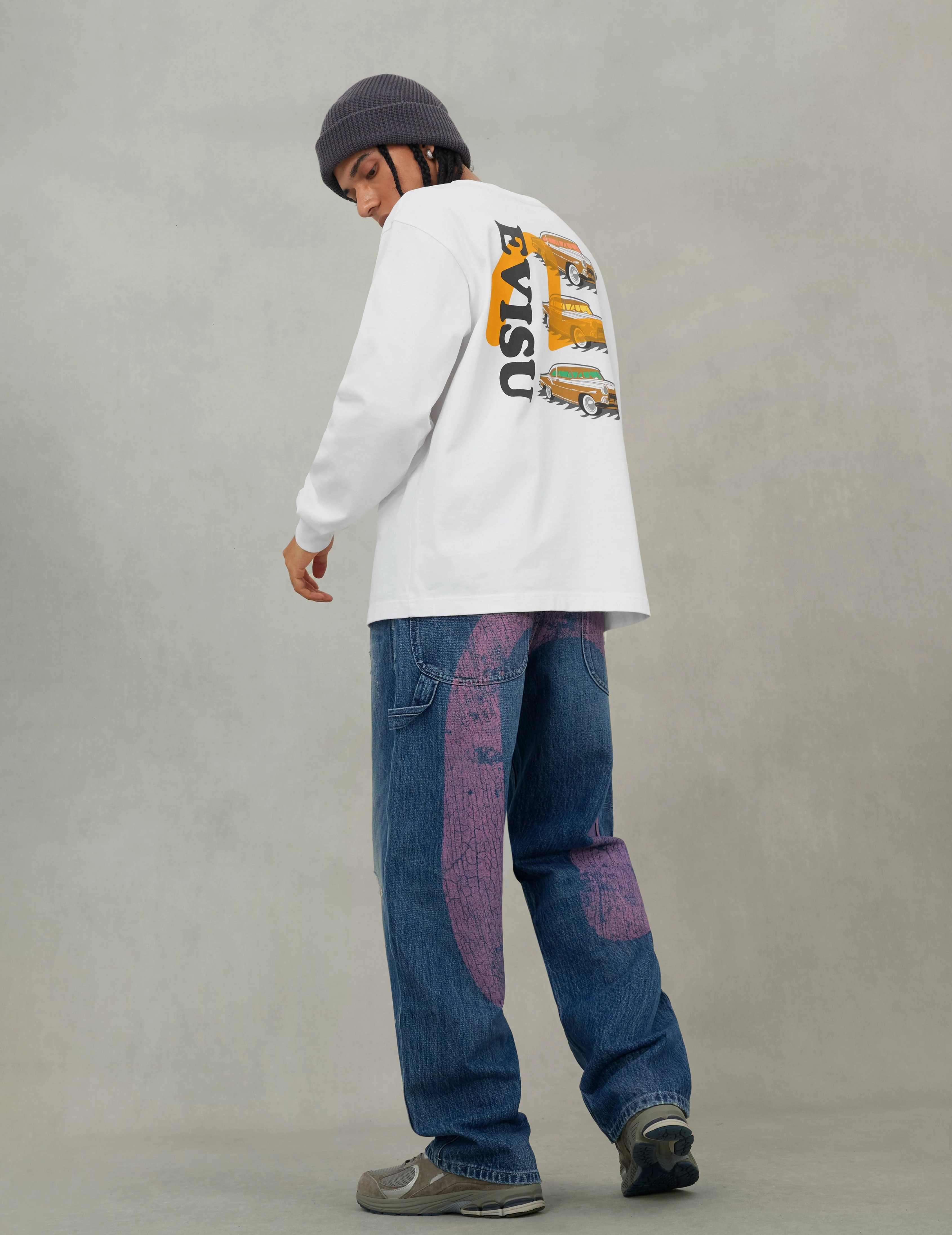 Classic 50s Cars Print Relax Fit Long-sleeve T-shirt - Image 11