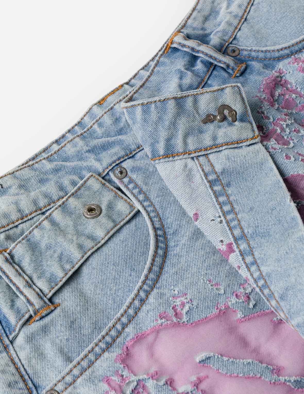Color Burn-out Wordmark Denim Skort - Image 11
