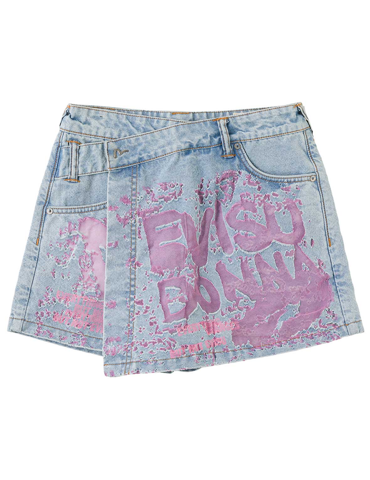 Color Burn-out Wordmark Denim Skort - Image 14