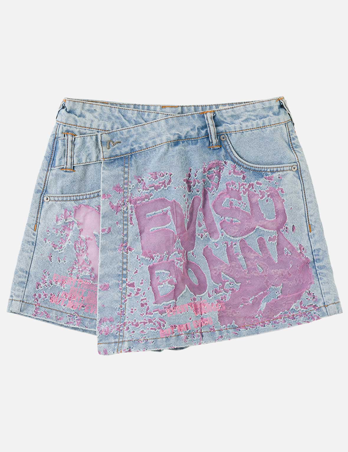 Color Burn-out Wordmark Denim Skort - Image 3