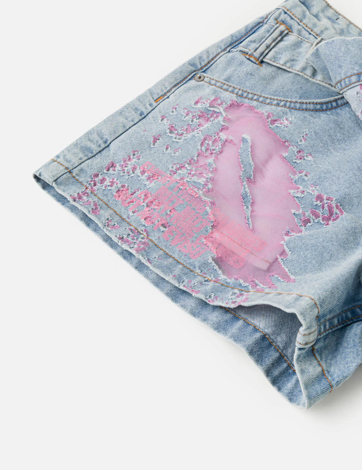 Color Burn-out Wordmark Denim Skort - Image 9
