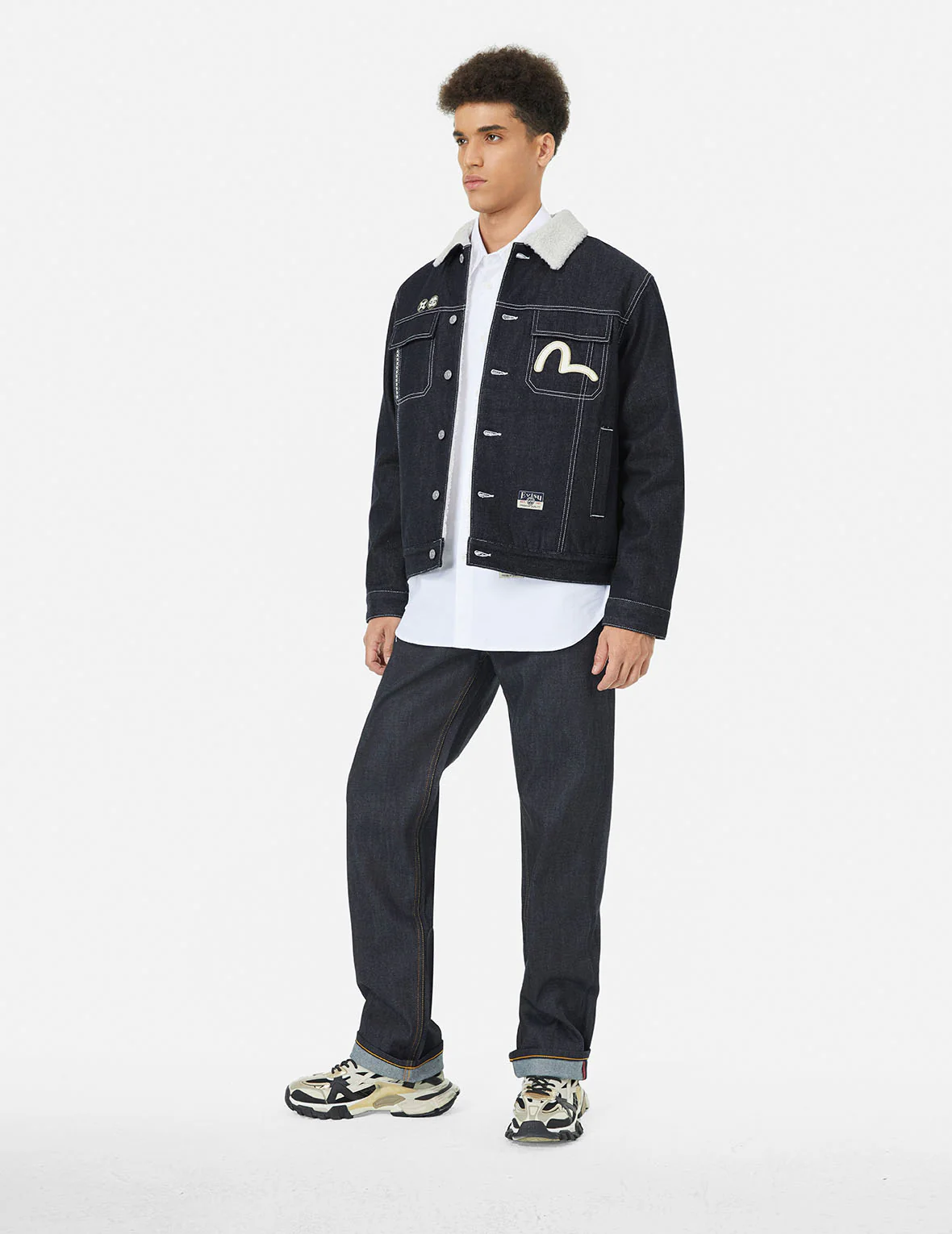 Contracting Embroidery and Inserted Daicock Relax Fit Denim Jacket - Image 3