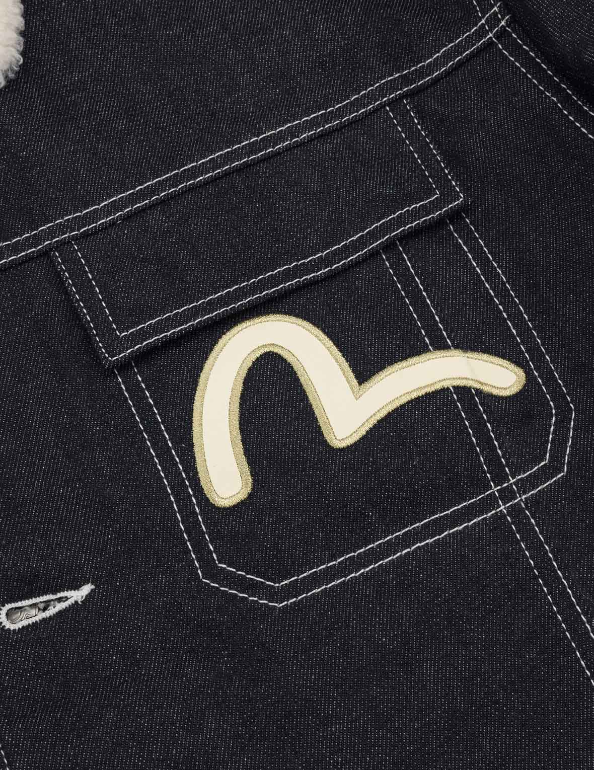 Contracting Embroidery and Inserted Daicock Relax Fit Denim Jacket - Image 6