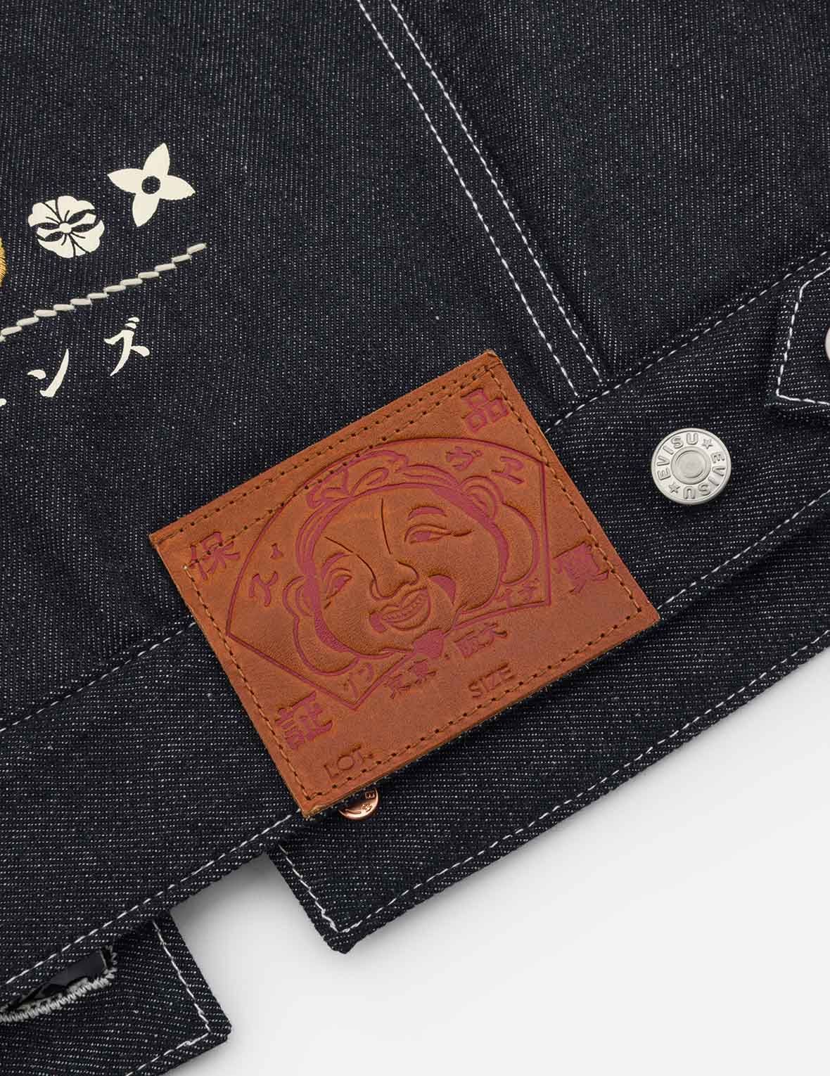 Contracting Embroidery and Inserted Daicock Relax Fit Denim Jacket - Image 9