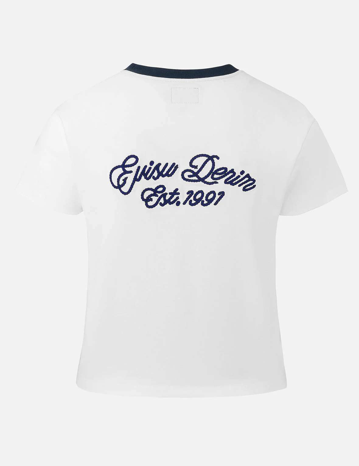 Contrast 3D Seagull and Slogan Embroidery Slim Fit T-Shirt