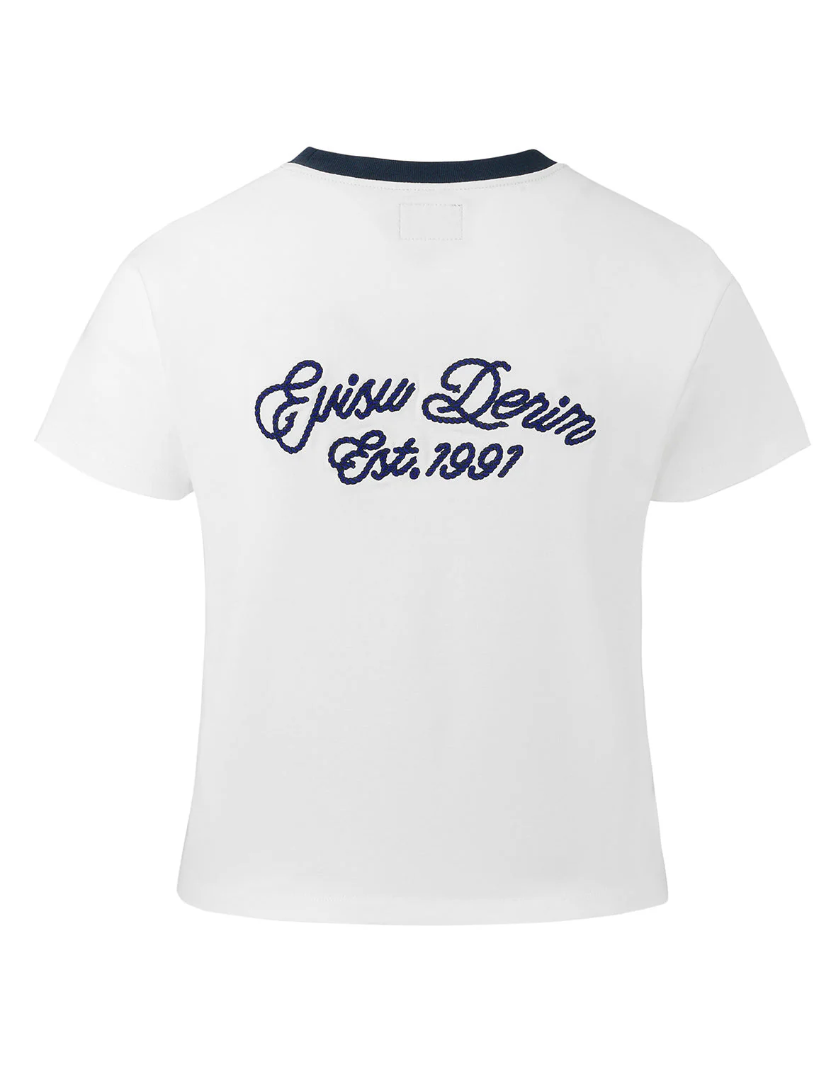 Contrast 3D Seagull and Slogan Embroidery Slim Fit T-Shirt - Image 10