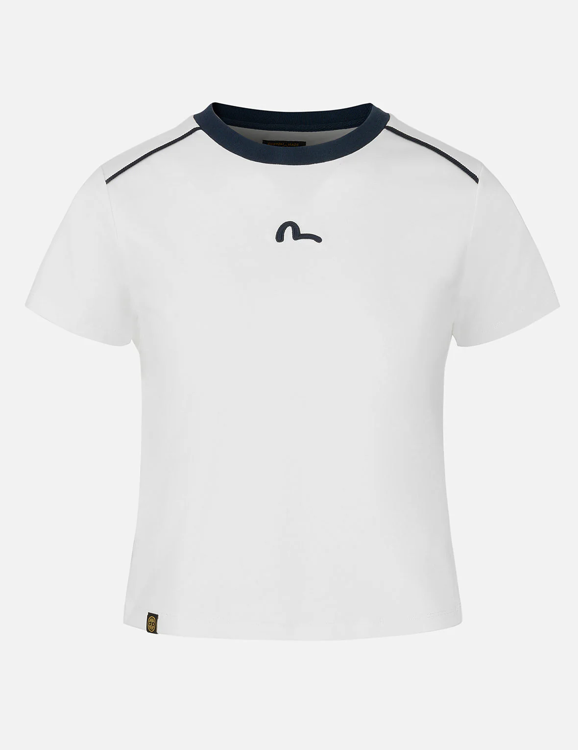 Contrast 3D Seagull and Slogan Embroidery Slim Fit T-Shirt - Image 2