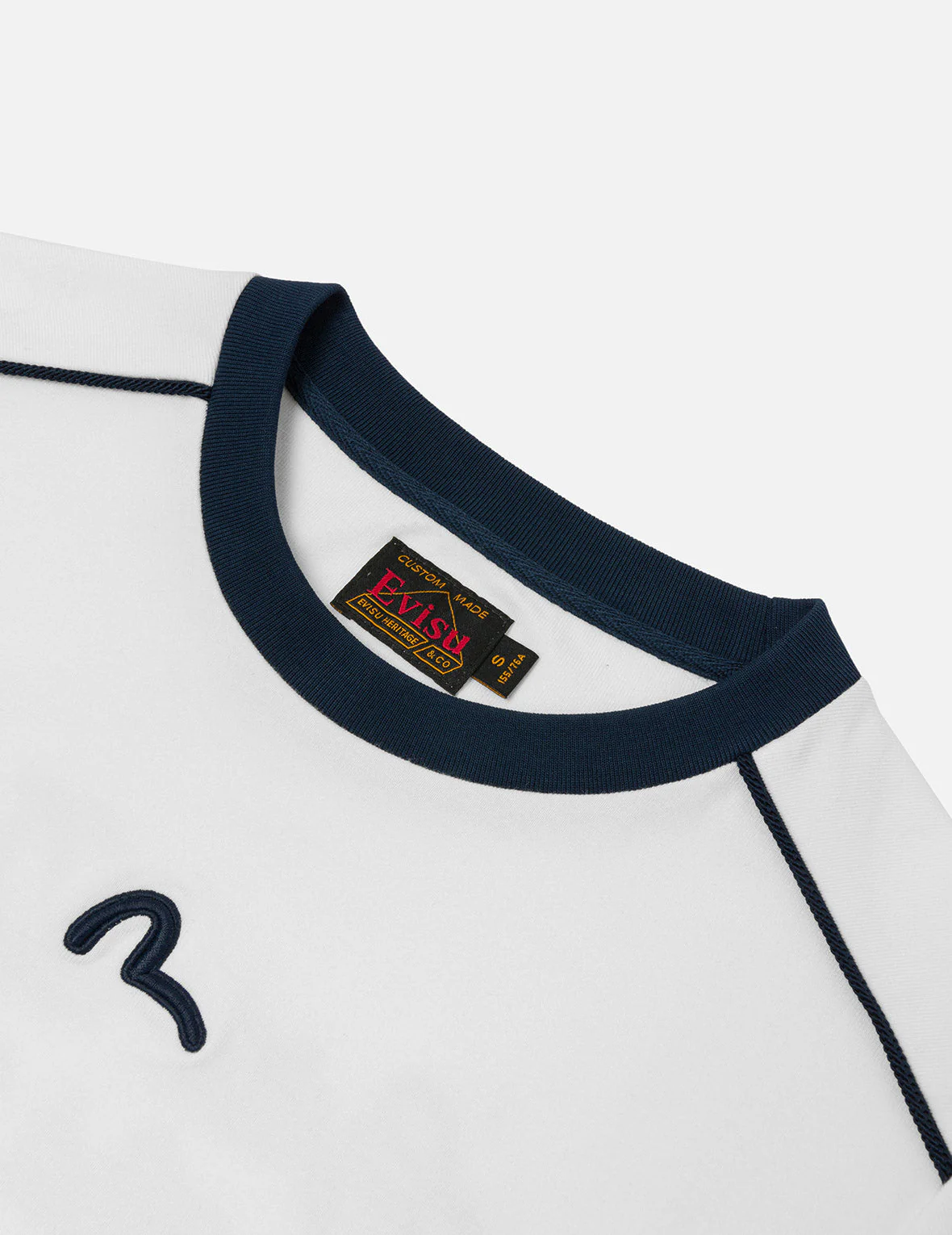 Contrast 3D Seagull and Slogan Embroidery Slim Fit T-Shirt - Image 7