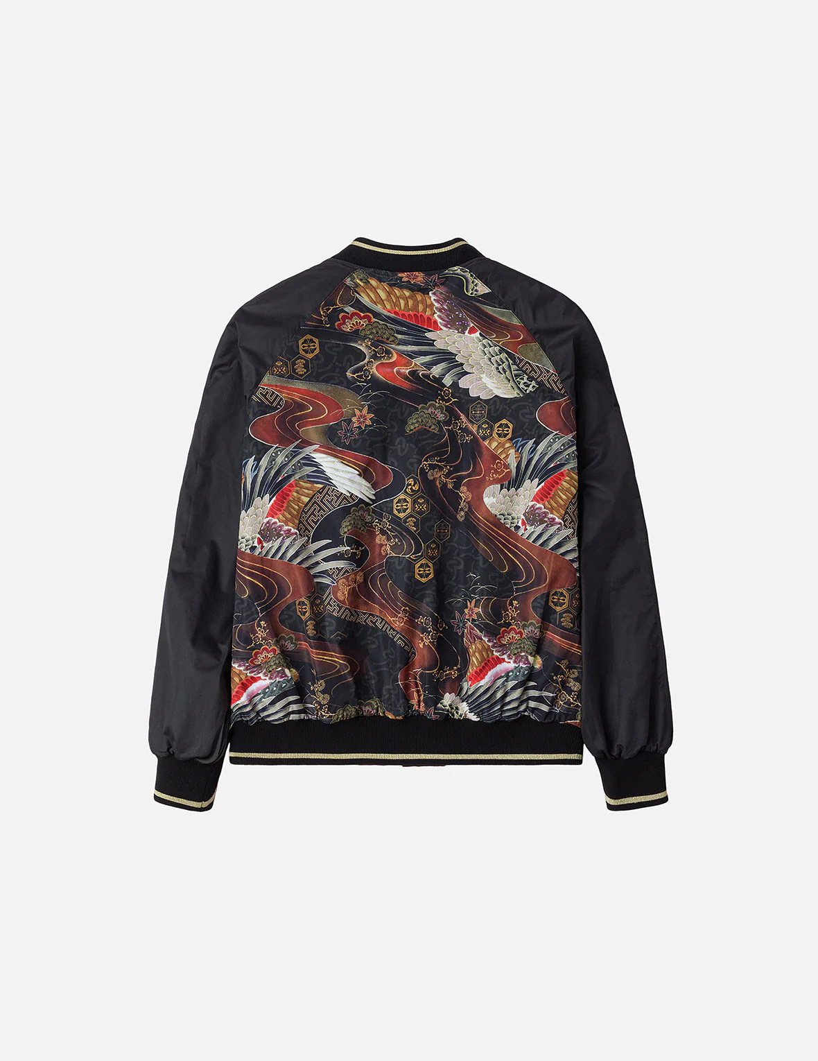 Crane and Logo Embroidery Regular Fit Reversible Bomber Jacket - Image 10