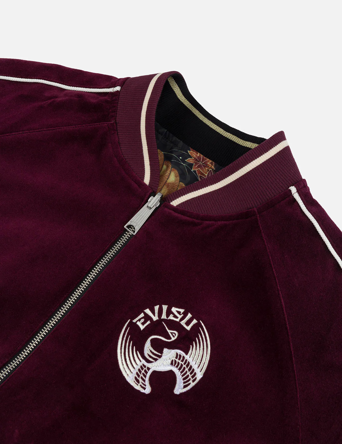 Crane and Logo Embroidery Regular Fit Reversible Bomber Jacket - Image 12