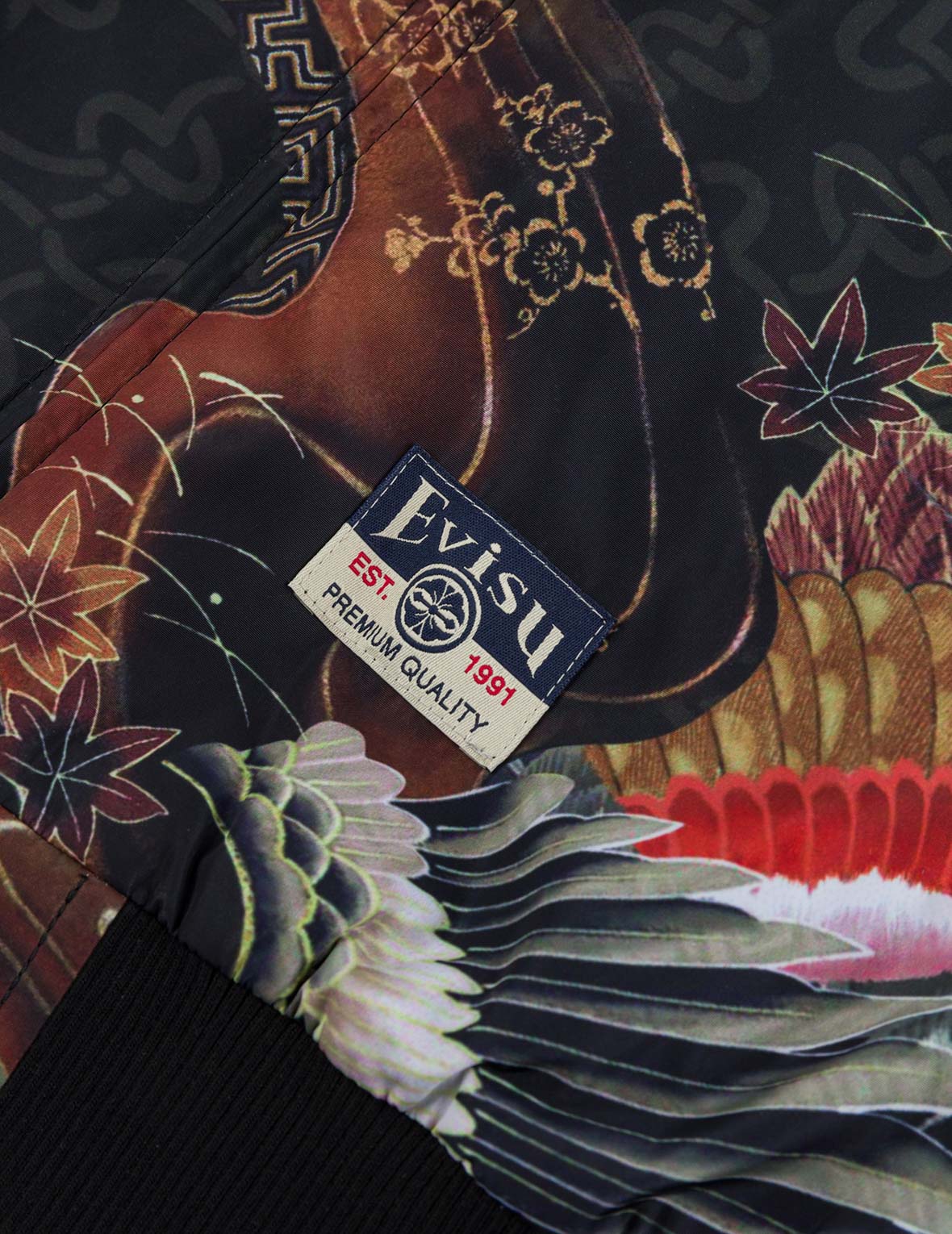 Crane and Logo Embroidery Regular Fit Reversible Bomber Jacket - Image 17