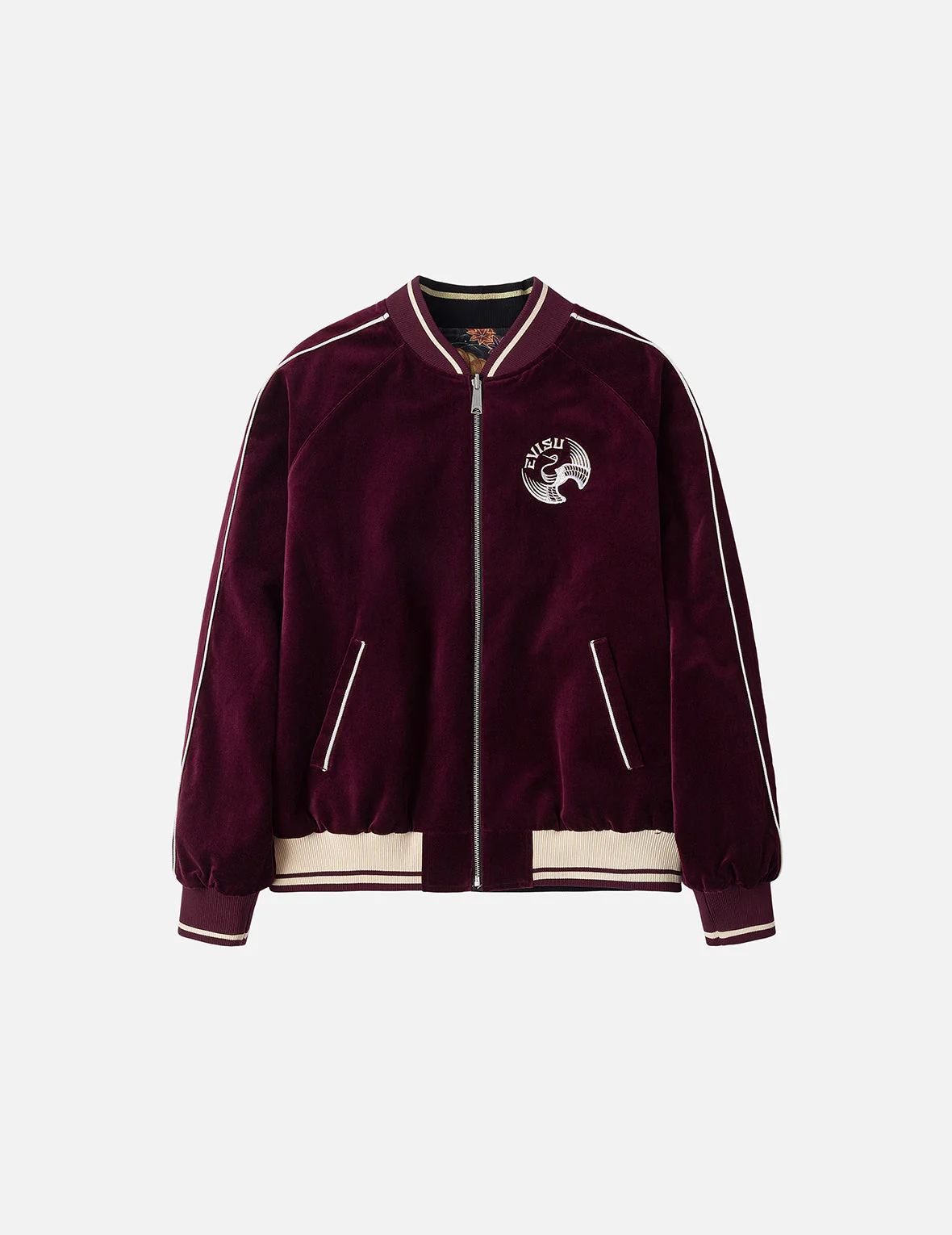 Crane and Logo Embroidery Regular Fit Reversible Bomber Jacket - Image 4