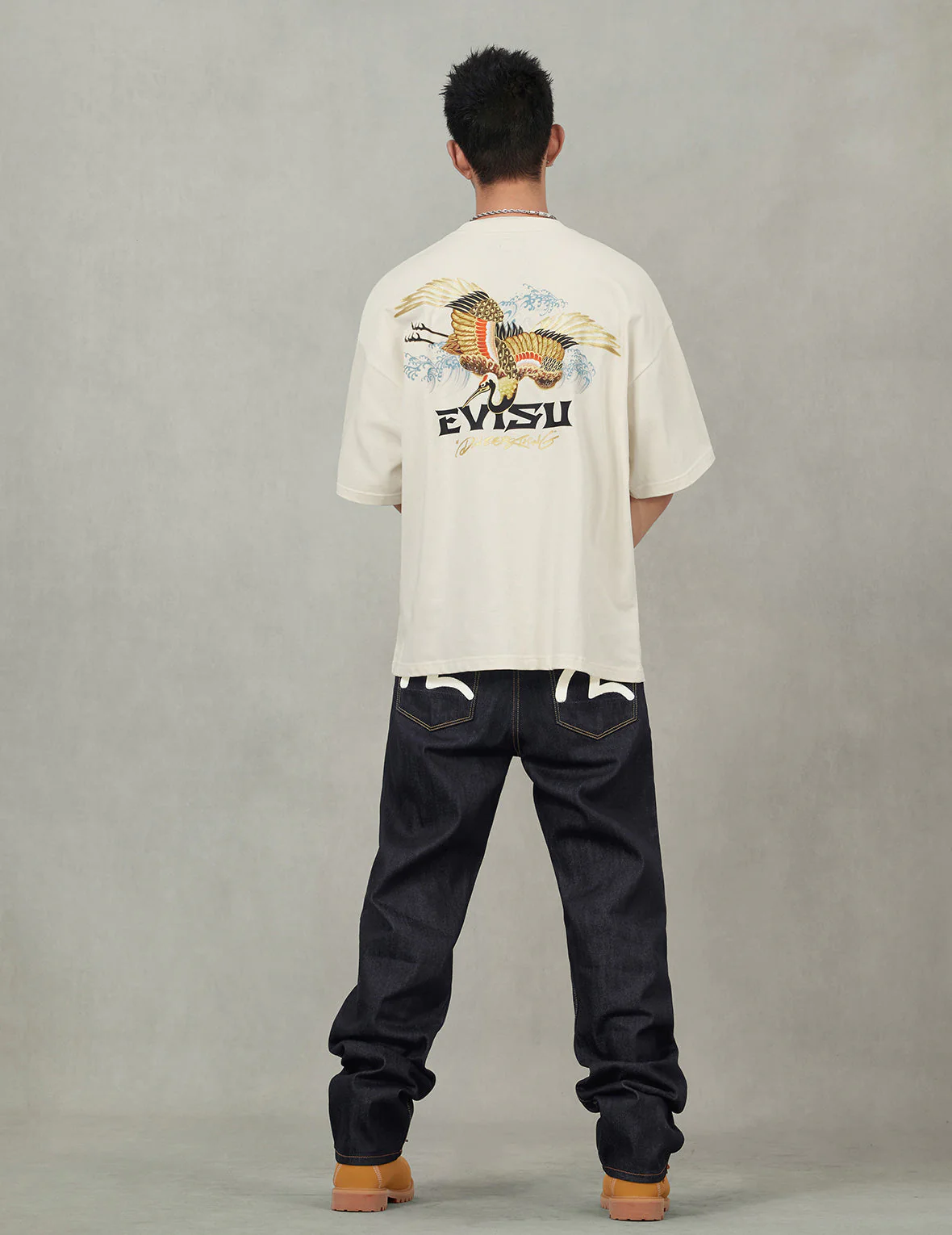 Crane and Logo Print Loose Fit T-shirt - Image 11