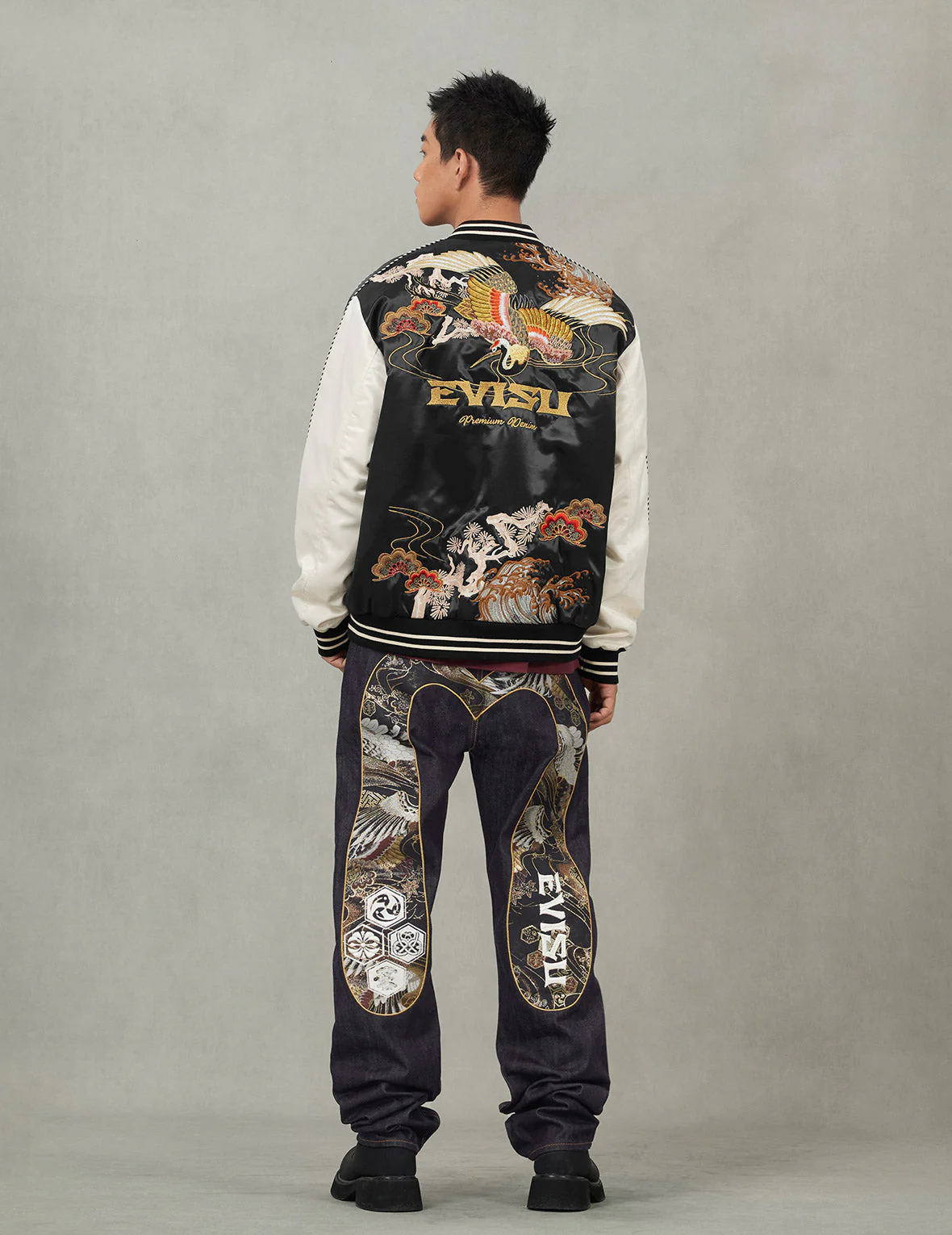 Crane Embroidery Regular Fit Souvenior Jacket - Image 4