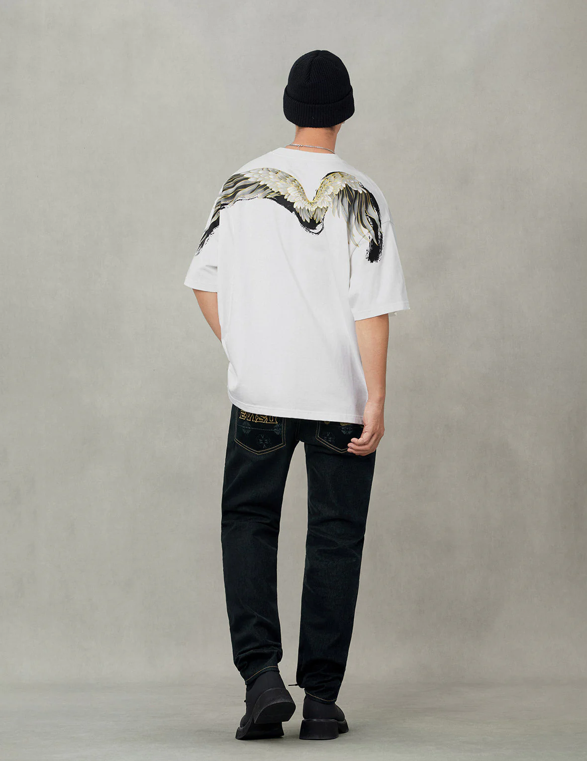 Crane Flying Wings with Daicock Print Loose Fit T-Shirt - Image 11