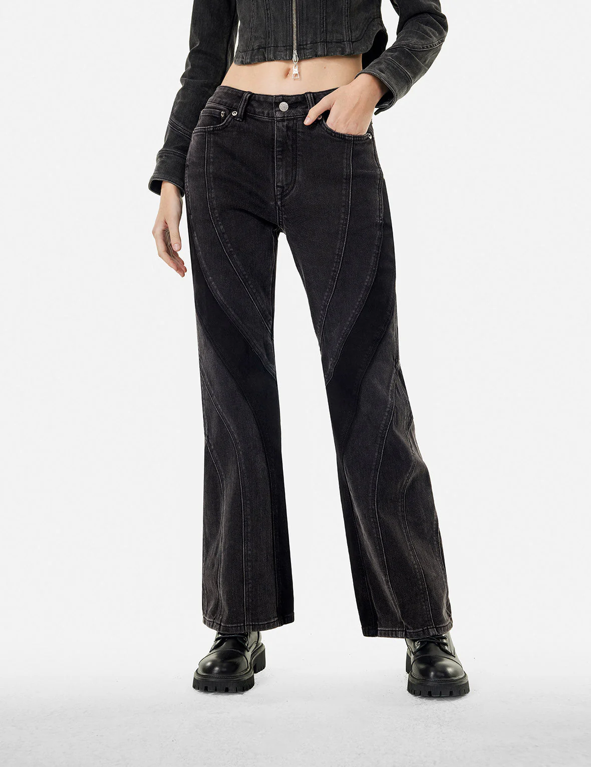 Cut-Line Fashion Fit Boot Cut Jeans - Image 7